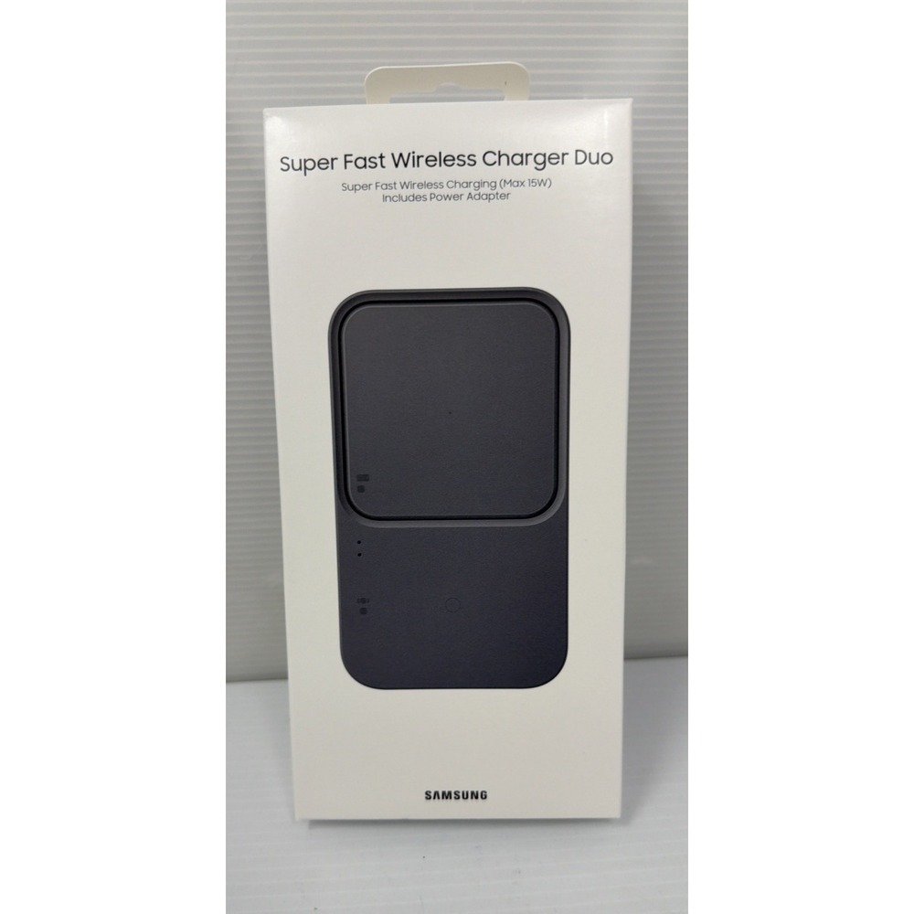 Samsung - 15W Wireless Charger Duo with Travel Adapter - Dark Gray New Sealed